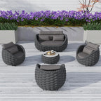 TWT Outdoor Patio Furniture Set-5 Pieces Aluminum Sectional Sofa, Metal Patio by TWT