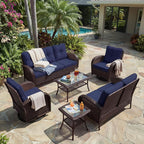 UPHA 6 Pieces Patio Furniture Sets, Wicker Outdoor Sofa Set - Image 9