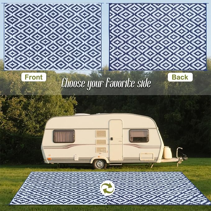 SAND MINE Reversible Mats, Plastic Straw Rug, Modern Area Rug, Large Floor Mat - Image 3