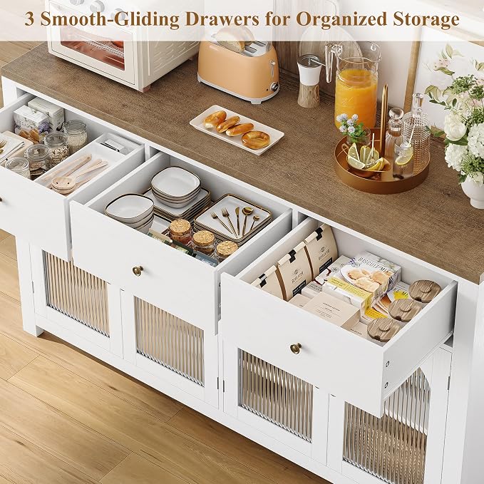 FINETONES Buffet Cabinet with Storage, 55.1" Large Sideboard Buffet Cabinet - Image 7