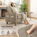 Mid Century Modern Accent Chair, Chenille Comfy Living Room Arm Chairs - Image 3
