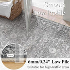 Schweek Grey 6x9 Area Rug Non-Slip Washable Vintage Rugs - Image 4