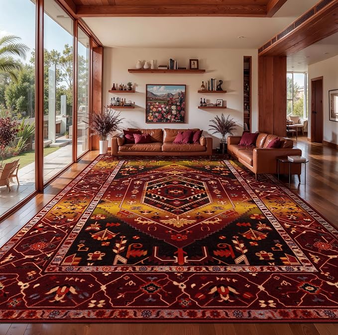 SERISSA 9x12 Washable Non Slip Boho Area Rug by SERISSAHomeDecorCollection