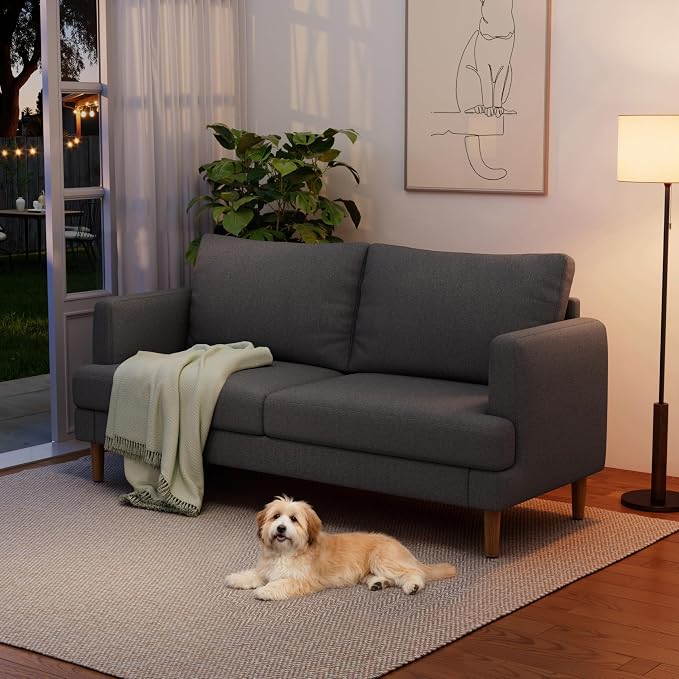 70" Modern Loveseat Sofa with USB Type-C Ports, Linen Fabric 2-Seater Deep Seat - Image 6