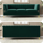83.46" W Green Velvet Sofa Couch - Image 5