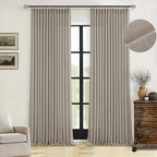 Taupe Burlywood Pinch Pleated Linen Curtains 96 Inches Long | Light Filtering by Twodrapes