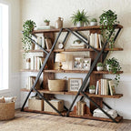 FUSUNBAO Industrial Bookshelf, Vintage 5-Tier Tall Bookcase - Image 3