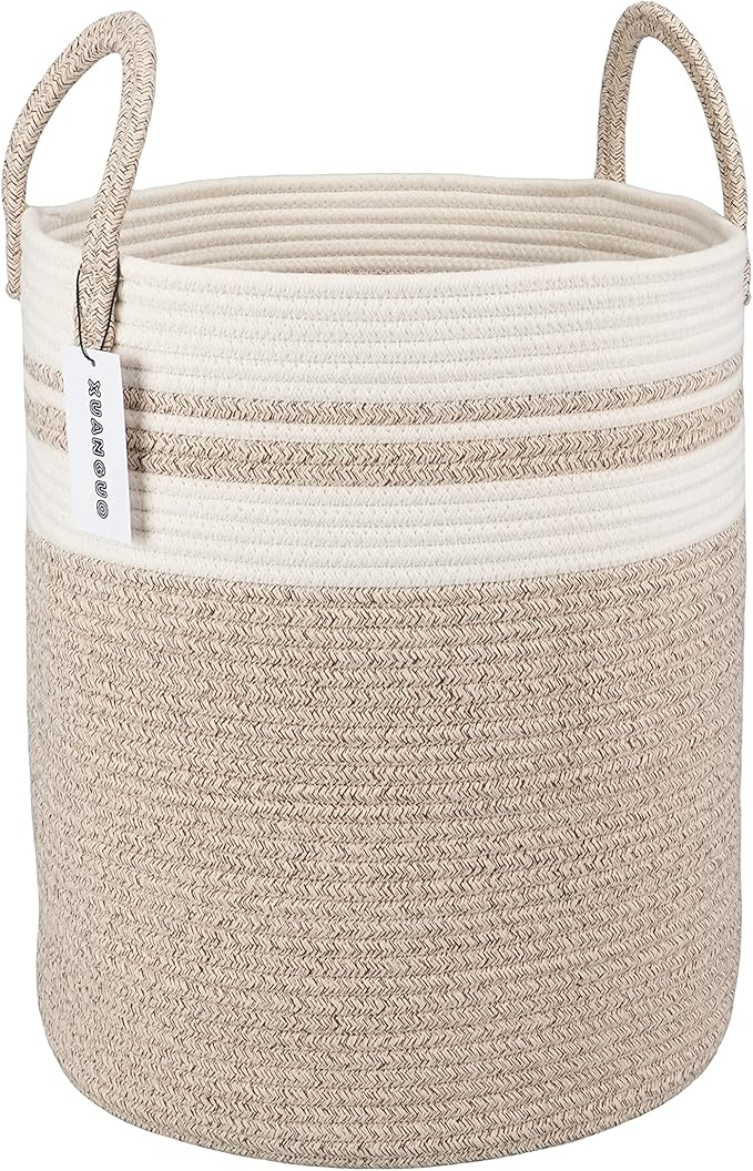 XUANGUO Cotton Rope Laundry Basket Hamper by XUANGUO