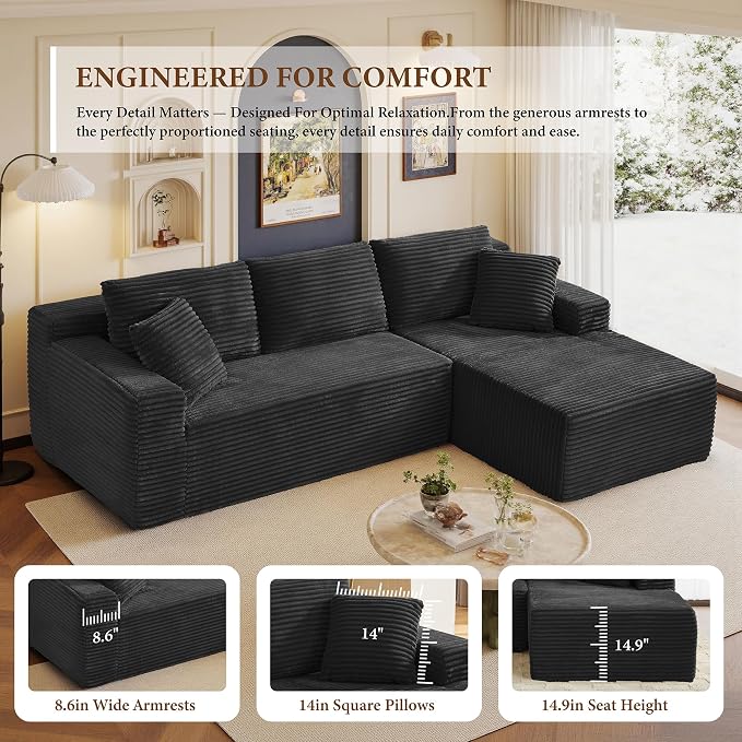 96" Sectional Couches for Living Room Cloud Couch Sofa - Image 7