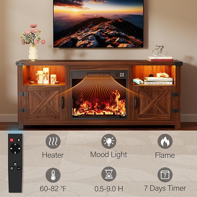 YESHOMY LED Fireplace TV Stand - Image 5