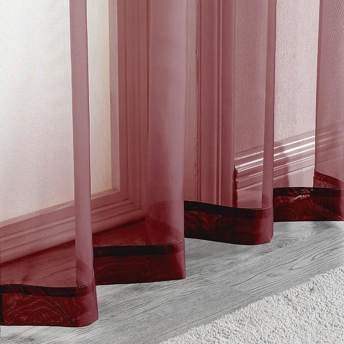 Sheer Curtains 54 inches Long 2 Panels Set, Rod Pocket Curtain Sheers - Image 5