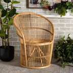 Modern Bohemian Natural Brown Rattan Accent Chair Eclectic Handmade by Unknown