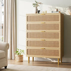 GarveeHome Rattan 5 Drawer Dressers - Image 3