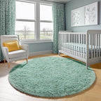 Sage Green Round Area Rugs 6ft, Fluffy Soft Bedroom Circle Rug - Image 7