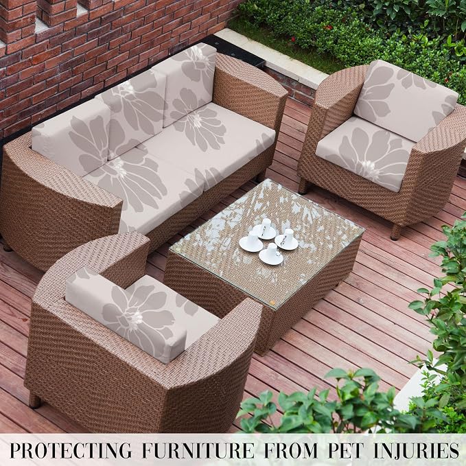 8Pcs Outdoor Cushion Covers, Elastic Patio Cushion Covers | Washable, - Image 6