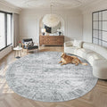 Soalmost Round Rugs 8ft Living Room Circle Area Rug 8x8 Grey Vintage | Washable by Soalmost