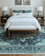 RELEANY Washable Area Rug, Large 9'x12', Teal | Non-Slip, Water Repellent - Image 9