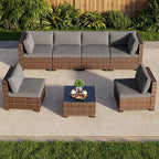 Qsun 7 Pieces Patio Furniture Set, Outdoor Sectional Rattan Sofa Set, Wicker - Image 9
