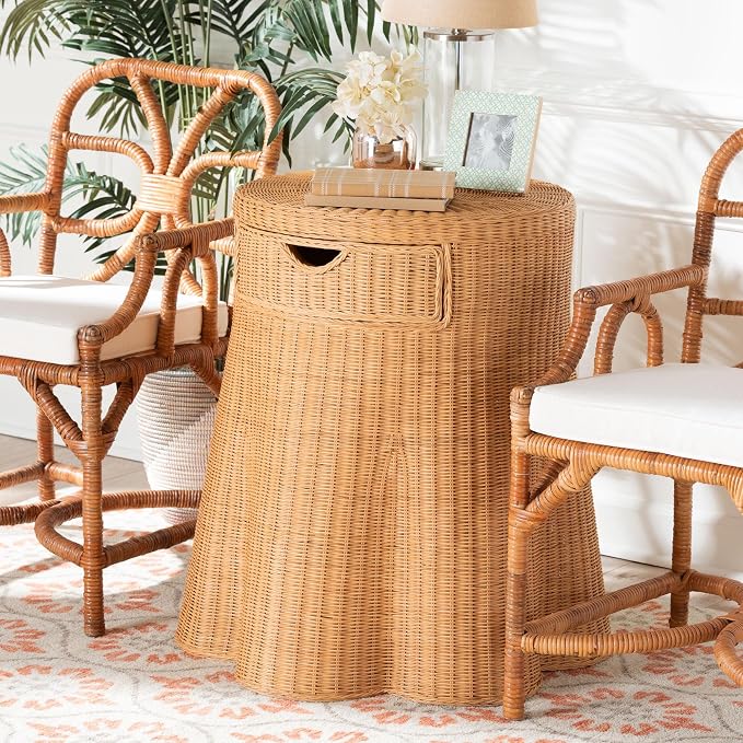 Bali & pari Dayo Scalloped Natural Rattan Console Table - Image 2