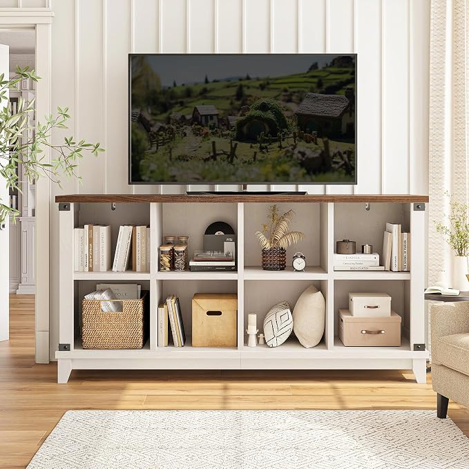 EnHomee 8-Cube Storage Organizer, Farmhouse Bookshelf, Display Shelf - Image 2