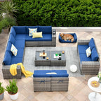 ovios 12 Pieces Patio Furniture Set, Outdoor Wicker Sectional Sofa by OVIOS