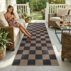 Lahome Checkered Easy Jute Kitchen Runner Rug, 2x8 Outdoor Rugs Washable | by Lahome
