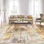 LOONGRUG 7x9 Area Rug Washable Large Neutral Modern Living Room Rugs | Abstract - Image 5