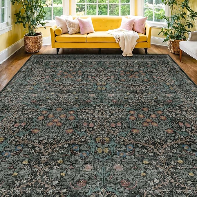 Washable Dark Green 10x12 Rug for Living Room - Image 10