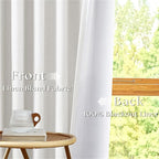 Beige White Pinch Pleat 100% Blackout Linen Curtains 2 Layers 45 Inch Long | - Image 9