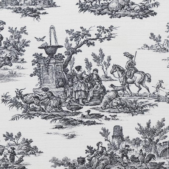 Linon Stephanie Black and White Toile Fully Upholstered Bench - Image 15