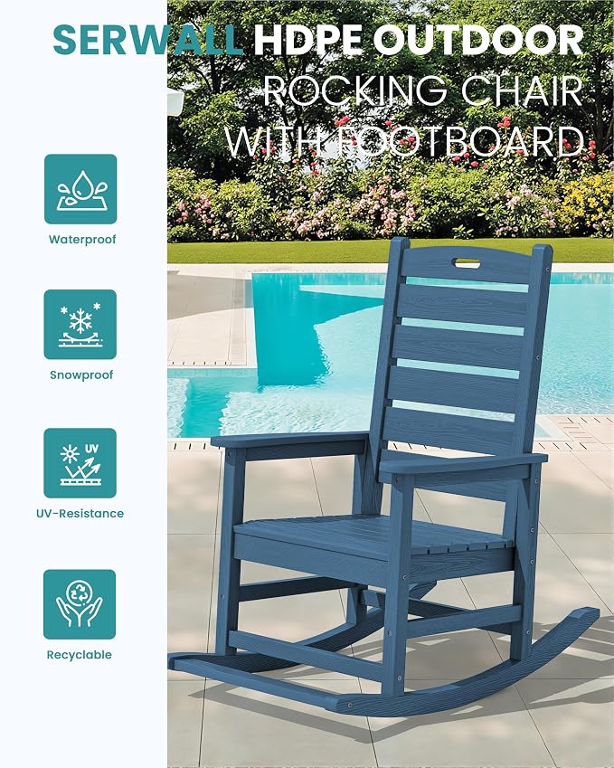 SERWALL Outdoor Rocking Chair Set of 2, Oversized Rocking Chair - Image 4