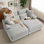 SUNWAVE 74" W Double Chaise Lounge Chair Indoor, Oversized Loveseat - Image 3