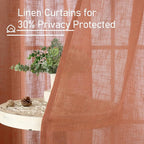 Terracotta Linen Curtains 80 inch Length 2 Panels - Image 5