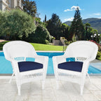 Jeco Wicker Chair with Blue Cushion - Image 9