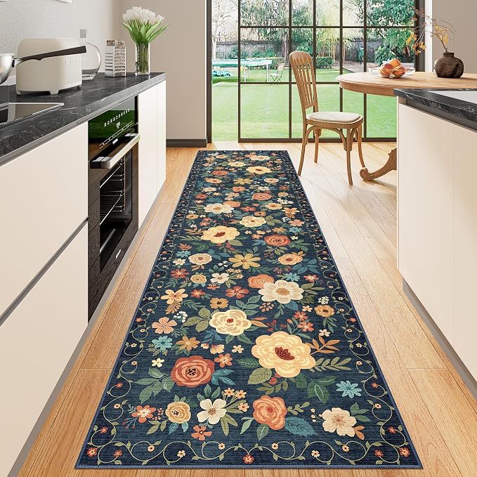 DUKINO 2.6x10 Hallway Runner Rug Washable Kitchen Rugs Non Slip, Low Pile by DUKINO