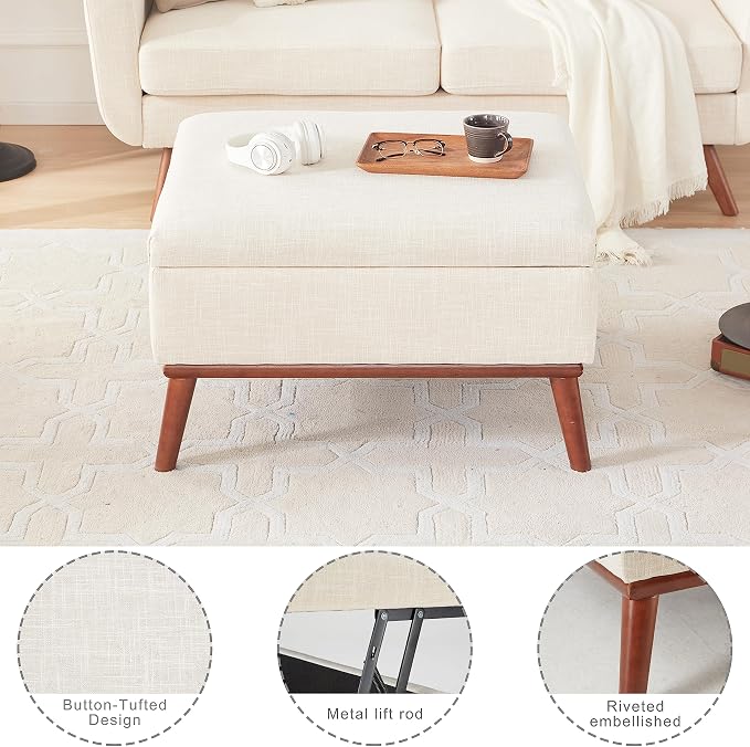 Tbfit 65" W Loveseat Sofa with Ottoman Coffee Table, Mid Century Modern Love - Image 5