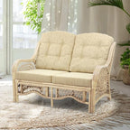 Malibu Lounge Loveseat Natural Color, Sofa Natural Rattan Wicker Handmade Design by Wickerix