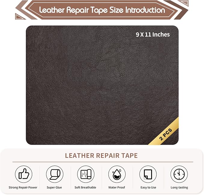 KING MOUNTAIN Leather Repair Patch, 2 Packs 9 x 11 Inches self Adhesive Leather - Image 4