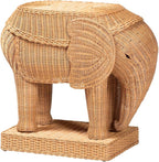 Bali & pari Elissa Bohemian Light Honey Rattan Elephant End Table by balipari