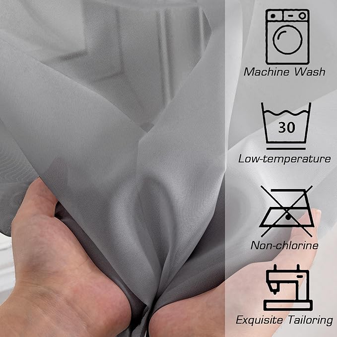 Grey Sheer Curtains, Sheer Curtains 78 inches Long 2 Panels Set, Rod Pocket - Image 8