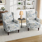 Pia Ricco Set of 2 Floral Accent Chairs, High Back Upholstered Armchairs - Image 8