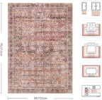 5x7 Area Rugs - Washable Vintage Retro Living Room Rug, Soft Ultra Thin Non - Image 2