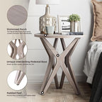 Pedestal Farmhouse End Table, Distressed Top - Image 3