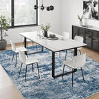 5x8 Area Rug Living Room: Modern Washable Indoor Soft Carpet Blue | - Image 3