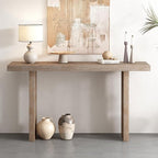 59" Console Table Sofa Table for Entryway, Oak Veneer Console Table Mid-Century - Image 3