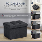 Ornavo Home Small Storage Ottoman Foldable Collapsible Rectangle Linen Ottoman - Image 5