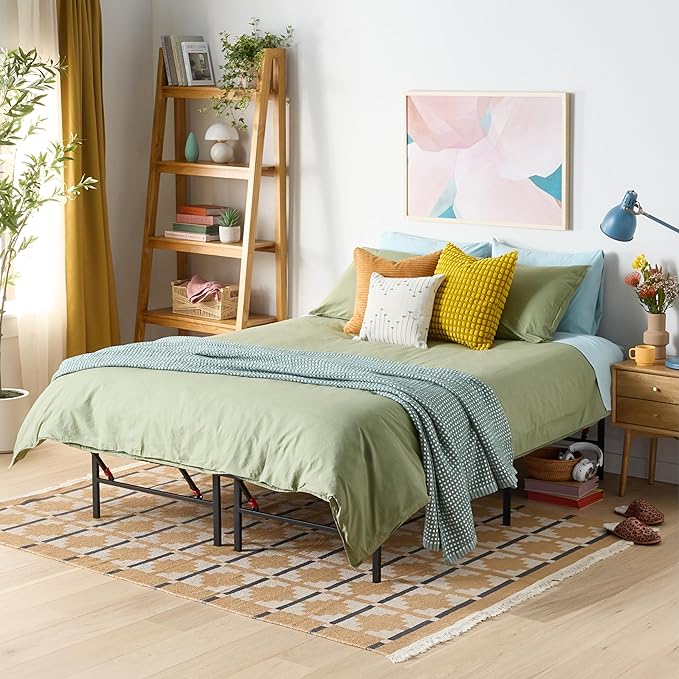 Amazon Basics Bed Frame with Storage, Foldable Metal Platform, Sturdy Steel by AmazonBasics