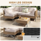 5-Piece Patio Furniture Set, Outdoor Wicker Sectional Sofa - Image 3