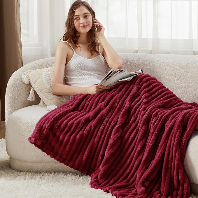 Bedsure Soft Twin XL Blanket for Bed Dorm Deep Red 66"x90" | Birthday Gifts for - Image 3