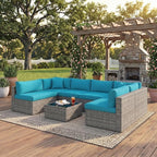 May in Color 7 Pieces Wicker Outdoor Patio Furniture Set, Patio Sectional Sofa - Image 8